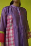 ROZA_Purple Chanderi, Cotton Collared Midi Dress _at_Aza_Fashions