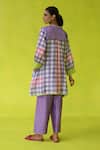 Shop_ROZA_Purple Chanderi, Cotton Embroidery Mandarin In- Out Tunic And Pants _at_Aza_Fashions