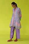 Buy_ROZA_Purple Chanderi, Cotton Embroidery Mandarin In- Out Tunic And Pants _Online_at_Aza_Fashions