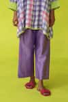 ROZA_Purple Chanderi, Cotton Embroidery Mandarin In- Out Tunic And Pants _at_Aza_Fashions