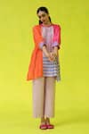Buy_ROZA_Multi Color Chanderi, Cotton Round Neck Lady Marmalade Tunic _at_Aza_Fashions