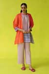 Shop_ROZA_Multi Color Chanderi, Cotton Round Neck Lady Marmalade Tunic _at_Aza_Fashions