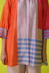 Shop_ROZA_Multi Color Chanderi, Cotton Round Neck Lady Marmalade Tunic _Online_at_Aza_Fashions