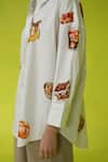 ROZA_Ivory Poplin Collared Trip Binge Oversized Shirt _Online_at_Aza_Fashions