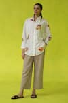 Buy_ROZA_Ivory Poplin Collared Trip Binge Oversized Shirt _Online_at_Aza_Fashions