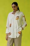 Buy_ROZA_Ivory Poplin Collared Trip Binge Oversized Shirt _at_Aza_Fashions