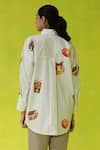 Shop_ROZA_Ivory Poplin Collared Trip Binge Oversized Shirt _at_Aza_Fashions
