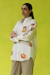 Shop_ROZA_Ivory Poplin Collared Trip Binge Oversized Shirt _Online_at_Aza_Fashions