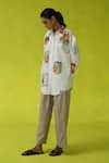 Shop_ROZA_Ivory Poplin Collared California Peaches Oversized Shirt _at_Aza_Fashions