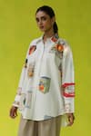 Shop_ROZA_Ivory Poplin Collared California Peaches Oversized Shirt _Online_at_Aza_Fashions