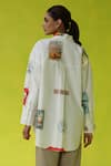 Shop_ROZA_White Poplin, Linen Collared California Peaches Oversized Shirt And Pants _at_Aza_Fashions