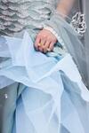 Label Sanya Gulati_Blue Silk Organza Pearls, Sequins, Stones Powder Embellished Lehenga Set _at_Aza_Fashions