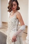 Buy_Label Sanya Gulati_White Georgette Cut Work, Sequins Round Neck Designer Pearl Kurta Set 