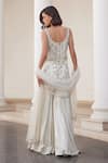 Shop_Label Sanya Gulati_White Georgette Cut Work, Sequins Round Neck Designer Pearl Kurta Set _at_Aza_Fashions