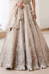 Label Sanya Gulati_Ivory Silk, Tissue Zari, Mirrors, Sequins, Pearls Gold Embellished Lehenga Set _Online