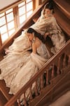 Buy_Label Sanya Gulati_Ivory Silk, Tissue Zari, Mirrors, Sequins, Pearls Gold Embellished Lehenga Set _Online