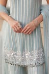 Buy_Label Sanya Gulati_Blue Georgette Mirrors, Zari Round Neck Powder Embellished Kurta Set 