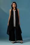 Buy_Two Sisters By Gyans_Black Georgette Sequins V-neck Designer Straight Kurta Set _Online_at_Aza_Fashions