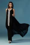 Shop_Two Sisters By Gyans_Black Georgette Sequins V-neck Designer Straight Kurta Set _Online_at_Aza_Fashions