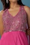 Two Sisters By Gyans_Pink Chinon Sequins V-neck Designer Gown _Online_at_Aza_Fashions