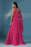 Shop_Two Sisters By Gyans_Pink Chinon Sequins V-neck Designer Gown _at_Aza_Fashions