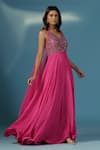 Buy_Two Sisters By Gyans_Pink Chinon Sequins V-neck Designer Gown _Online_at_Aza_Fashions
