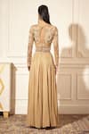 Shop_Rimple Agrawal_Gold Georgette, Net Sequins, Beads, Embroidery Round Neck Designer Palazzo Set _at_Aza_Fashions