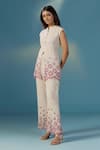 Two Sisters By Gyans_White Embroidery Collared Organic Jute Kurta Set _Online_at_Aza_Fashions