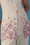 Shop_Two Sisters By Gyans_White Embroidery Collared Organic Jute Kurta Set _Online_at_Aza_Fashions