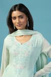 Buy_Two Sisters By Gyans_Blue Georgette Embroidery, Sequins Split V-neck Anarkali Set With Dupatta _Online_at_Aza_Fashions