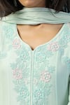 Buy_Two Sisters By Gyans_Blue Georgette Embroidery, Sequins Split V-neck Anarkali Set With Dupatta 