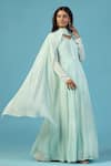 Two Sisters By Gyans_Blue Georgette Embroidery, Sequins Split V-neck Anarkali Set With Dupatta _Online