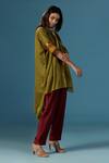 Buy_Two Sisters By Gyans_Green Chanderi Cotton Round Neck Kaftan And Pant Set _Online_at_Aza_Fashions
