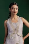 Buy_Two Sisters By Gyans_Gray Embroidery, Beads Round Neck, Grey Kurta Set With Jacket 
