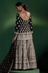 Two Sisters By Gyans_Black Silk Sequins, Embroidery V-neck Kurta Lehenga Set _Online_at_Aza_Fashions