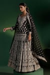 Buy_Two Sisters By Gyans_Black Silk Sequins, Embroidery V-neck Kurta Lehenga Set _Online_at_Aza_Fashions