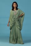 Buy_Two Sisters By Gyans_Green Crepe Beads, Embroidery V-neck Designer Kaftan Set 