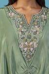 Buy_Two Sisters By Gyans_Green Crepe Beads, Embroidery V-neck Designer Kaftan Set _Online