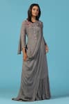 Buy_Two Sisters By Gyans_Gray Chiffon Embroidery Round Neck Grey Gown _Online_at_Aza_Fashions