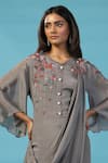 Shop_Two Sisters By Gyans_Gray Chiffon Embroidery Round Neck Grey Gown 