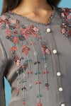 Two Sisters By Gyans_Gray Chiffon Embroidery Round Neck Grey Gown _Online