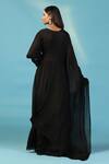 Two Sisters By Gyans_Black Chiffon Embroidery V-neck Designer Gown _Online_at_Aza_Fashions