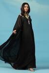 Two Sisters By Gyans_Black Chiffon Embroidery V-neck Designer Gown _at_Aza_Fashions