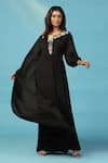 Shop_Two Sisters By Gyans_Black Chiffon Embroidery V-neck Designer Gown 