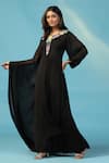 Two Sisters By Gyans_Black Chiffon Embroidery V-neck Designer Gown _Online