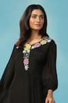 Buy_Two Sisters By Gyans_Black Chiffon Embroidery V-neck Designer Gown _Online