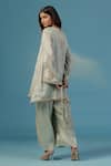 Two Sisters By Gyans_Green Tissue Embroidery V-neck Kurta Set _Online_at_Aza_Fashions