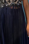 Shop_Two Sisters By Gyans_Navy Georgette Fringe, Beads, Embroidery V-neck Blue Kurta Sharara Set _Online_at_Aza_Fashions