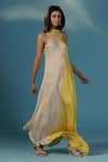Buy_Two Sisters By Gyans_Yellow Satin Embroidery Halter Neck Designer Maxi Dress 