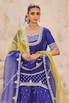 Vinita Bhansali_Blue , Organza Sequins, Embroidery Round Designer Padma Sharara Set _Online_at_Aza_Fashions